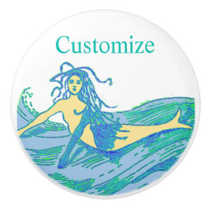 Vintage Waveriding Mermaid Thunder_Cove Ceramic Knob