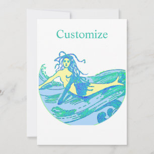 Vintage Waveriding Mermaid Thunder_Cove Invitation