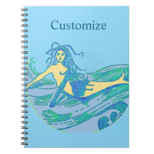 Vintage Waveriding Mermaid Thunder_Cove Notebook