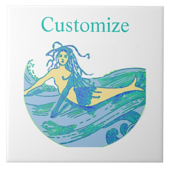Vintage Waveriding Mermaid Thunder_Cove Tile (Front)