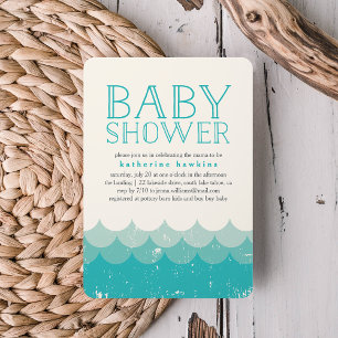 Vintage Waves Beach Baby Shower Invitation