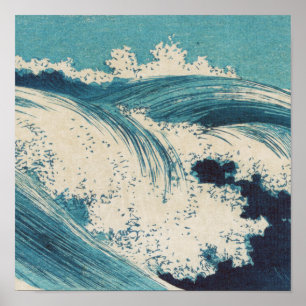 Vintage Waves Japanese Woodcut Ocean Poster