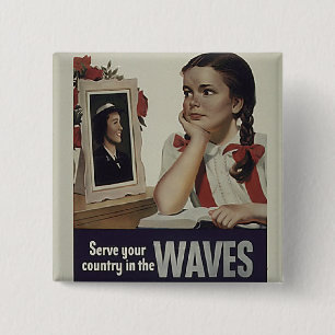 Vintage Waves Square Button
