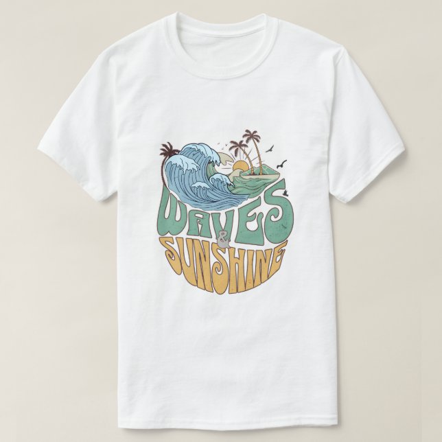 Vintage Waves & Sunshine T-Shirt (Design Front)