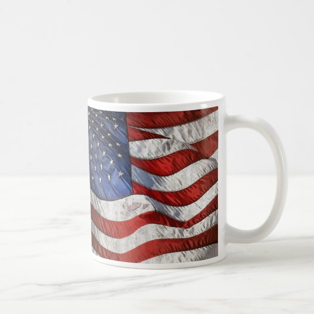 Vintage Waving American Flag Personalised Coffee Mug (Right)