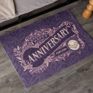 Vintage Wavy Typography Anniversary Gift Violet Doormat