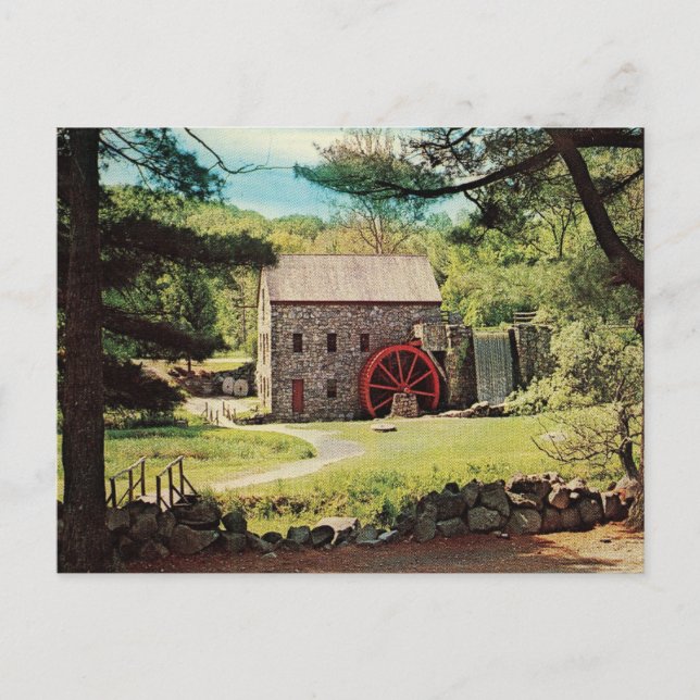 Vintage Wayside Grist Inn Mill Holiday Postcard (Front)