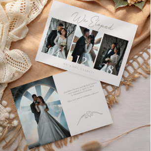 Vintage We Eloped Photo Wedding Announcement