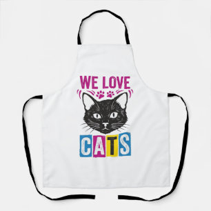 Vintage We Love Cats Cat Face Graphic T-Shirt Desi Apron