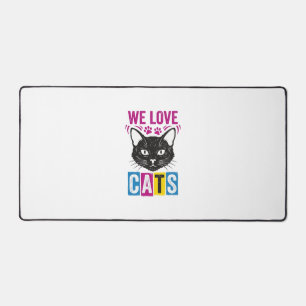 Vintage We Love Cats Cat Face Graphic T-Shirt Desi Desk Mat