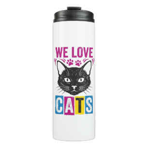 Vintage We Love Cats Cat Face Graphic T-Shirt Desi Thermal Tumbler