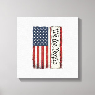 Vintage We the People Flag Patriotic Shirt Design_ Canvas Print