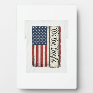 Vintage We the People Flag Patriotic Shirt Design_ Plaque