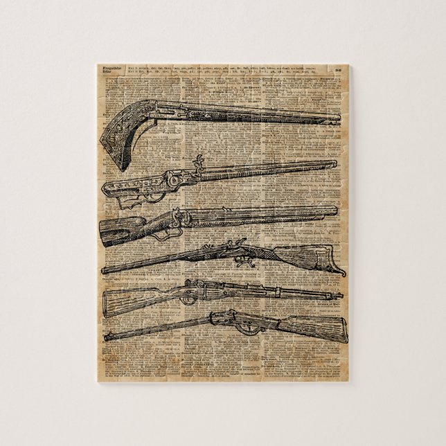 Vintage Weapons Antique Guns Dictionary Art Jigsaw Puzzle (Vertical)