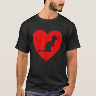 Vintage Weasel Red Heart Animal Valentines Day T-Shirt