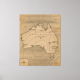 Vintage weather map of Australia Canvas Print