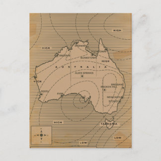 Vintage weather map of Australia Invitation Postcard