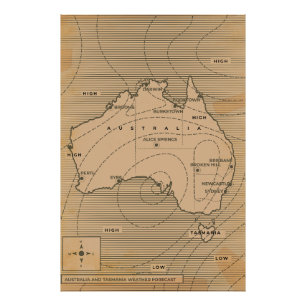 Vintage weather map of Australia Photo Print