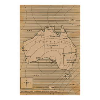 Vintage weather map of Australia Photo Print