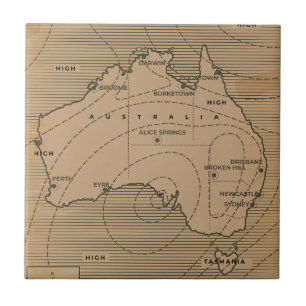 Vintage weather map of Australia Tile