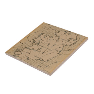 Vintage weather map of Ireland & Northern Ireland Tile