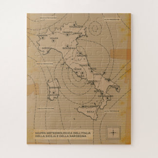 Vintage weather map of Italy, Scilly and Sardinia Jigsaw Puzzle