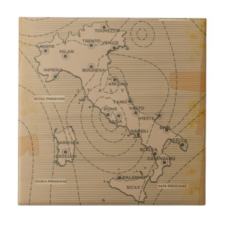 Vintage weather map of Italy, Scilly and Sardinia Tile