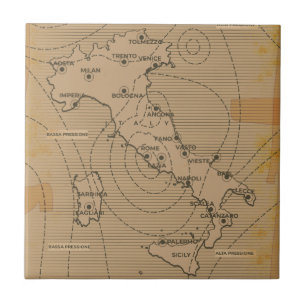 Vintage weather map of Italy, Scilly and Sardinia Tile