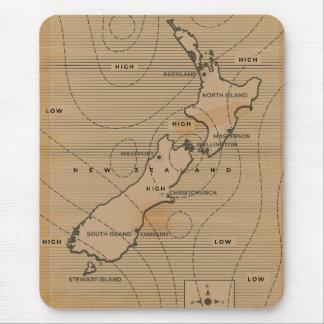 Vintage weather map of New Zealand Mouse Mat
