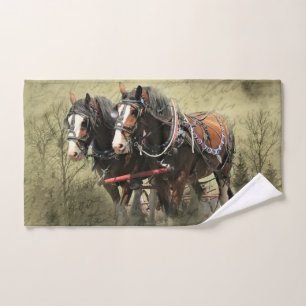 Vintage Weathered Clydesdale Postcard Hand Towel
