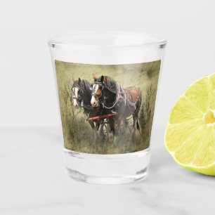 Vintage Weathered Clydesdale Postcard Shot Glass