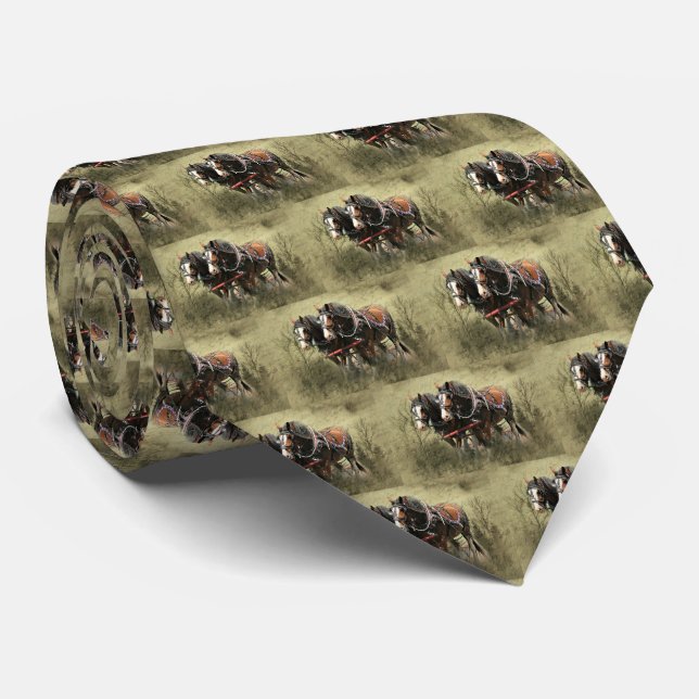 Vintage Weathered Clydesdale Postcard Tie (Rolled)