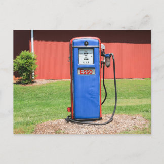 Vintage Weathered Esso Outside Gas Pump Postcard