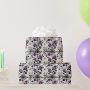 Vintage Webs and Gothic Roses Pattern Wrapping Paper