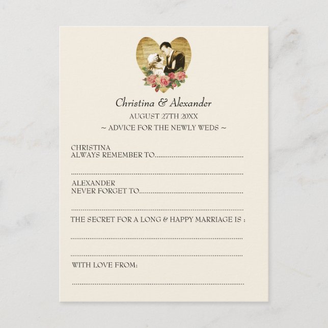 Vintage Wedding Ad Lib Cards Advice 1920's Theme (Front)