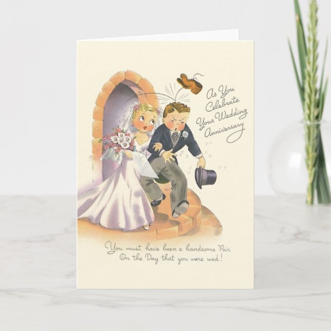 Vintage Wedding Anniversary Greeting Card (Front)
