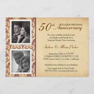 Vintage Wedding Anniversary Invitations - 2 photos