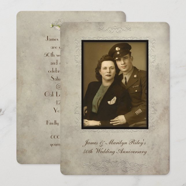 Vintage Wedding Anniversary Party invite (Front/Back)