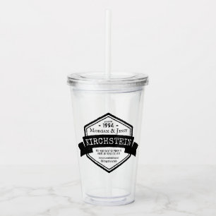 Vintage Wedding Anniversary Ribbon Hexagon Logo Acrylic Tumbler