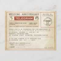 vintage wedding anniversary telegram invitation