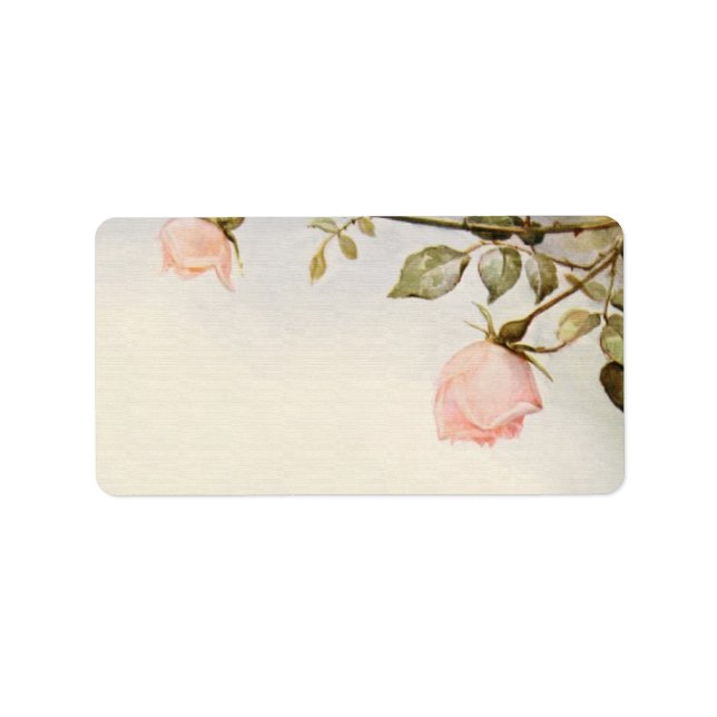 Vintage Wedding Antique Garden Rose Flowers Label (Front)