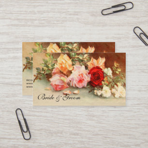 Vintage Wedding, Antique Roses Flowers Still Life Business Card