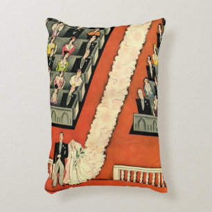 Vintage Wedding, Art Deco Bride and Groom Newlywed Decorative Cushion