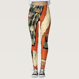 Vintage Wedding, Art Deco Bride and Groom Newlywed Leggings