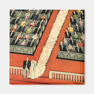 Vintage Wedding, Art Deco Bride and Groom Newlywed Magnet