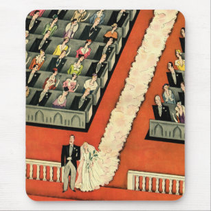 Vintage Wedding, Art Deco Bride and Groom Newlywed Mouse Mat