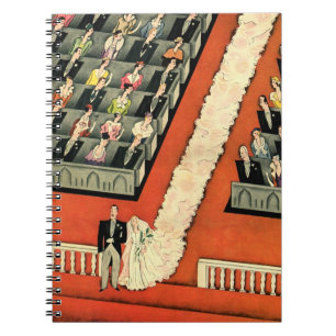 Vintage Wedding, Art Deco Bride and Groom Newlywed Notebook