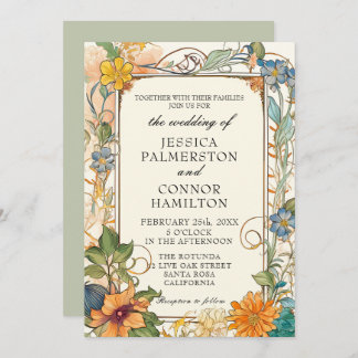 Vintage Wedding Art Nouveau Floral Invitation