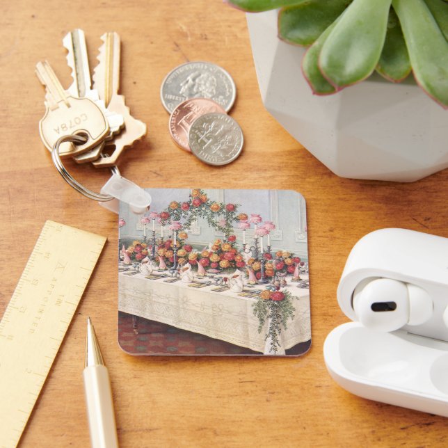 Vintage Wedding Banquet Table Key Ring (Desk)