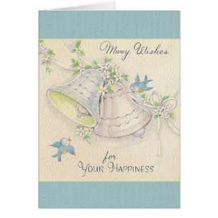 Vintage Wedding Bells and Blue Birds Wedding Card